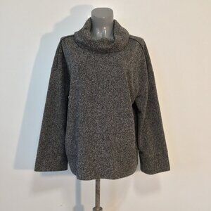 Roots Canada Black White Marled Knit Long Sleeve Cowl Neck Sweater Size XL